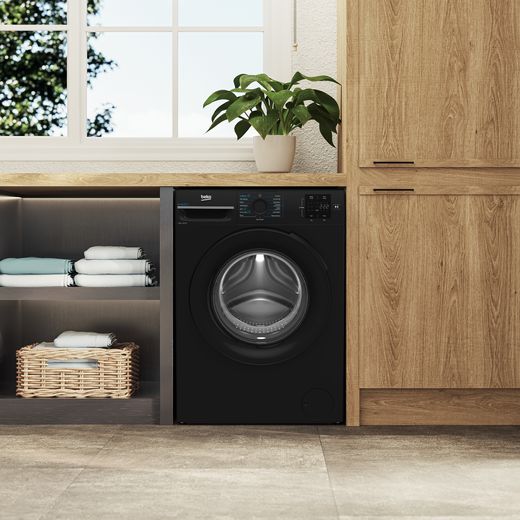 Beko b300 BM3WT3941B 9kg Washing Machine with 1400 rpm - Black - Washing machine in laundry room