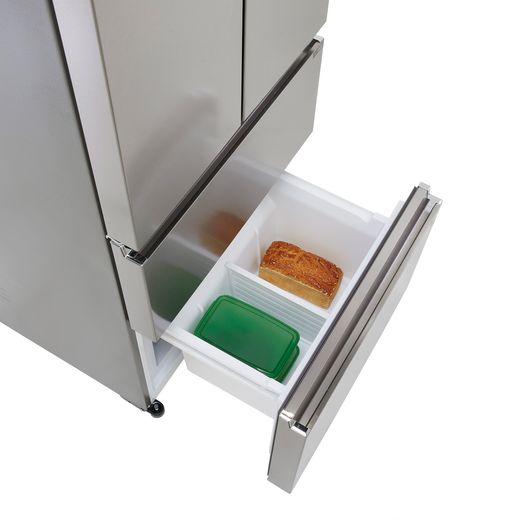 Haier American Fridge Freezer - Platinum Inox - Freezer drawer open