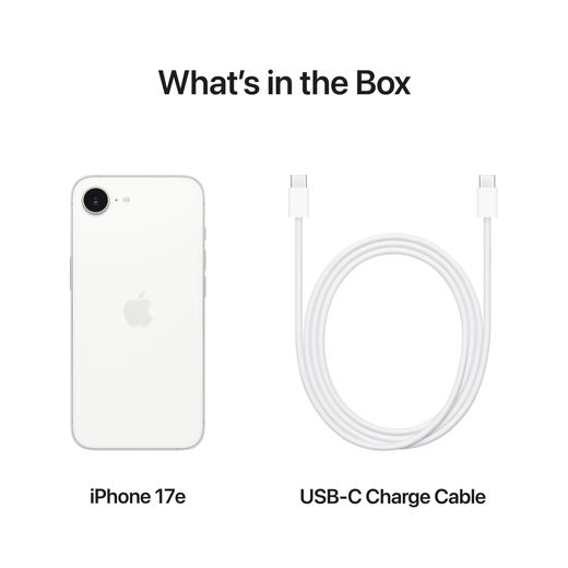 Apple iPhone 17e 256GB in White - Annotation - What's int he box shot