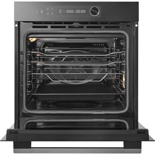 Midea Xpress Fry MBO7NP30E4-BK Wifi Connected Built In Electric Single Oven - Black - Door open