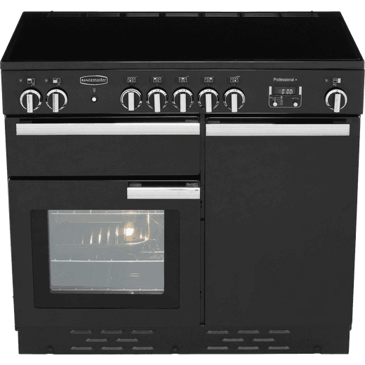 Rangemaster Professional Plus 100cm Electric Range Cooker with Induction Hob - Black - Perspective shot