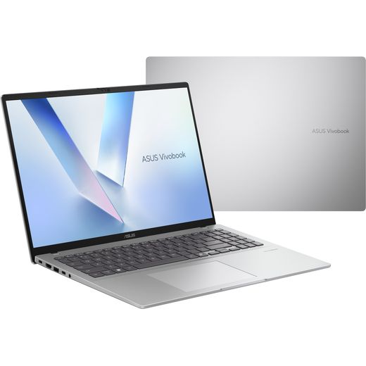 Asus Vivobook 16 16" Laptop - AMD Ryzen™ AI 7, 1TB SSD, 16 GB RAM - Silver - Front and back shot