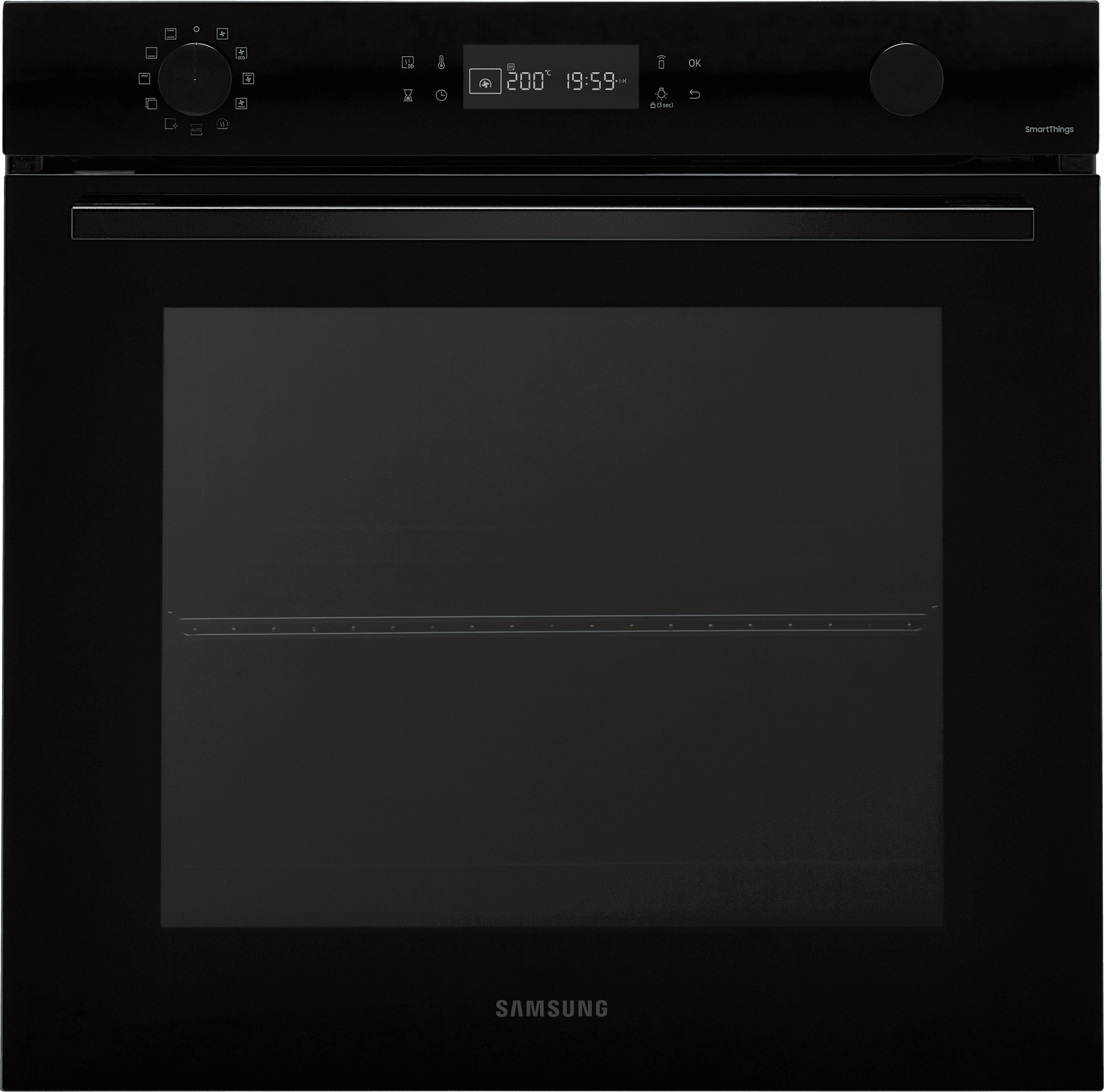 Samsung Bespoke Series 4 NV7B41307AK Wifi Connected Built In Electric Single Oven and Pyrolytic Cleaning - Black Glass - A+ Rated, Black