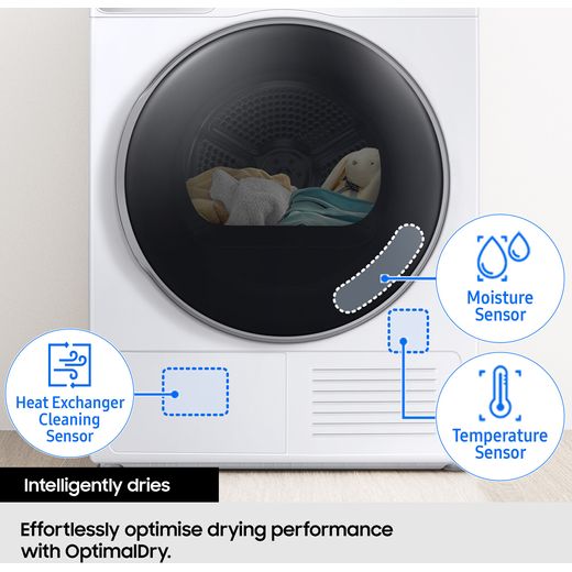 Samsung DV80CGC0B0AEEU Heat Pump Tumble Dryer - White - Annotation - Intelligence dry shot