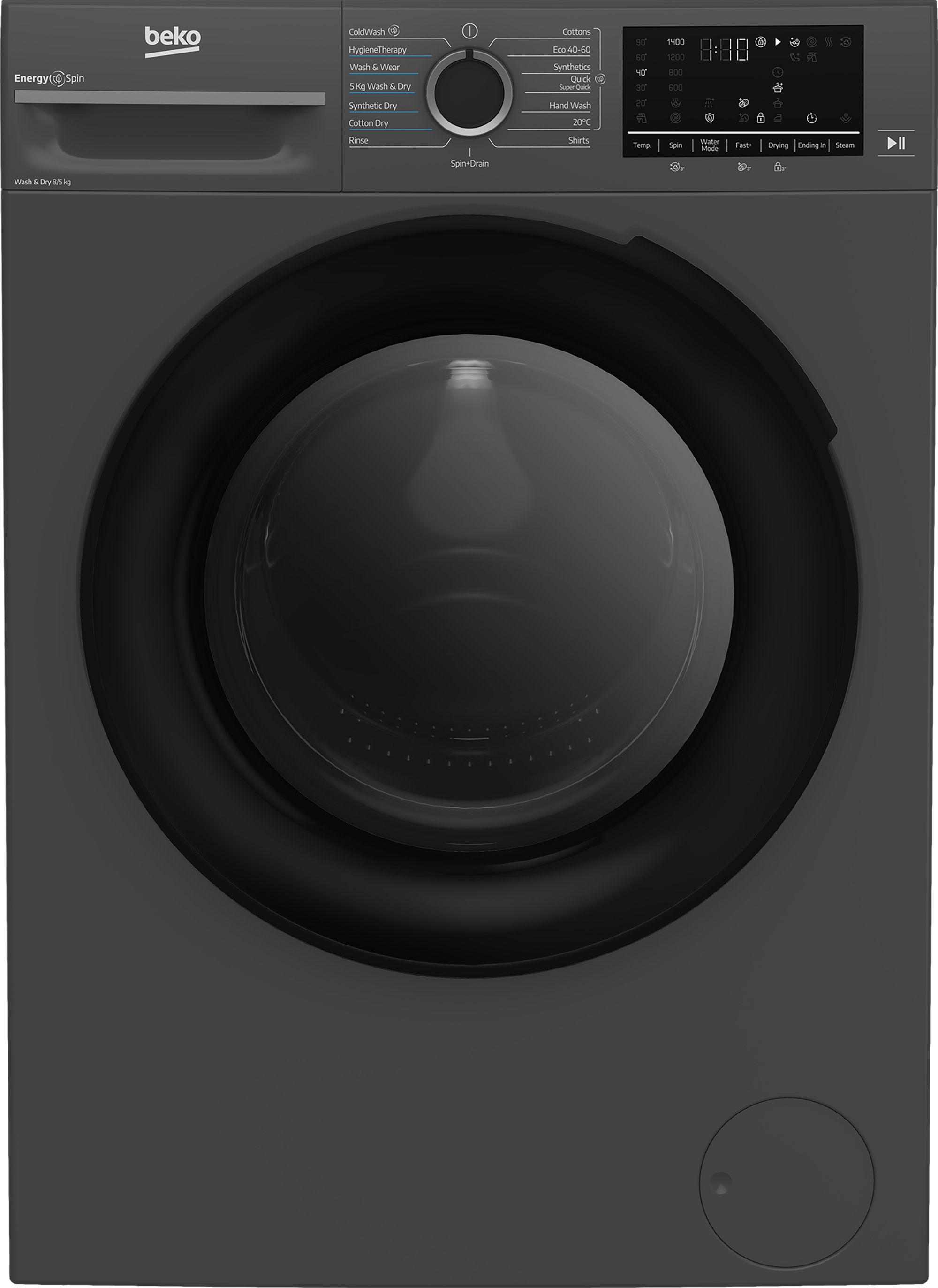 Image of Beko EnergySpin™ BM3DT68342A 8Kg/5Kg Washer Dryer with 1400 rpm - Anthracite - D Rated [Wash&Dry], A Rated [Wash Only], Grey