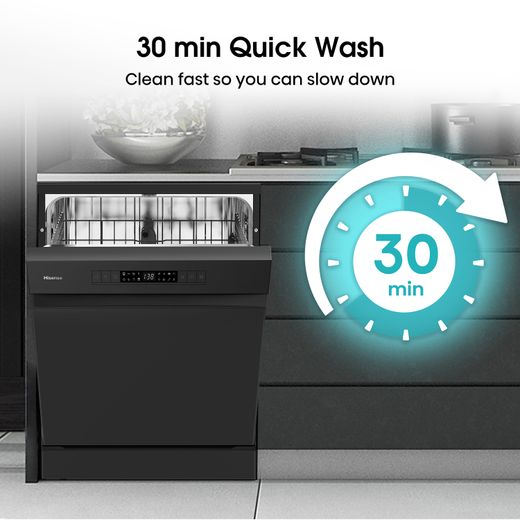 Hisense Standard Dishwasher - Black - Annotation - 30 min Quick Wash