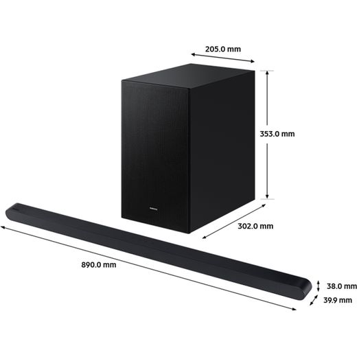 Samsung HW-S700D Bluetooth 3.1 Soundbar - Titan Black - Annotation - Dimension shot