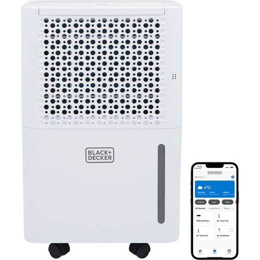 Black + Decker Dehumidifier - White - Front with phone shot
