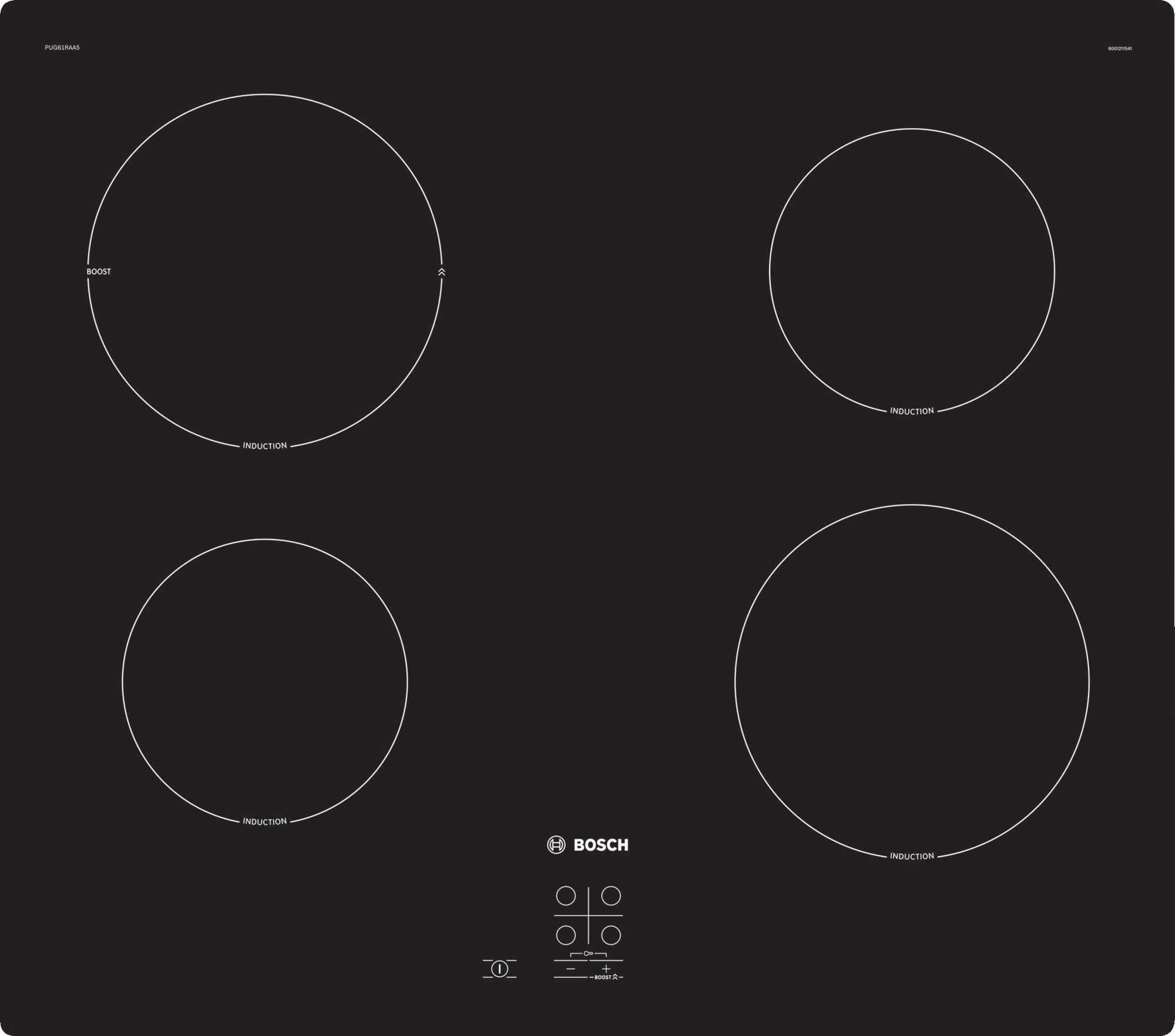 Image of Bosch Series 2 PUG61RAA5B 59cm Induction Hob - Black, Black