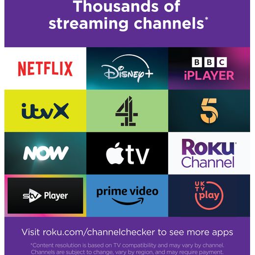 UX230 4K Ultra HD Smart Roku TV - Annotation - Thousand of channels shot