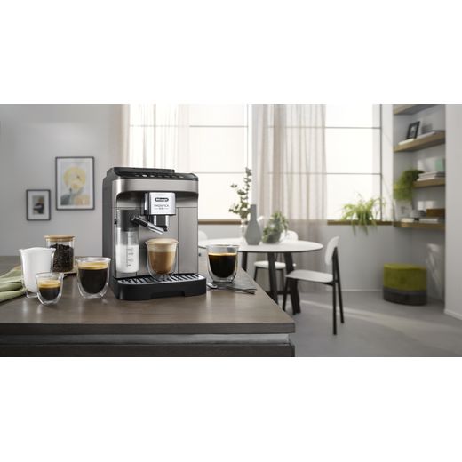 De'Longhi Magnifica Evo ECAM290.83.TB Bean to Cup Coffee Machine - Titanium Black - Coffee machine on worktop