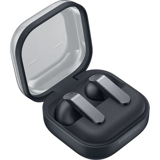 Samsung Galaxy Buds4 Headphones - Black - Right perspective with lid open shot