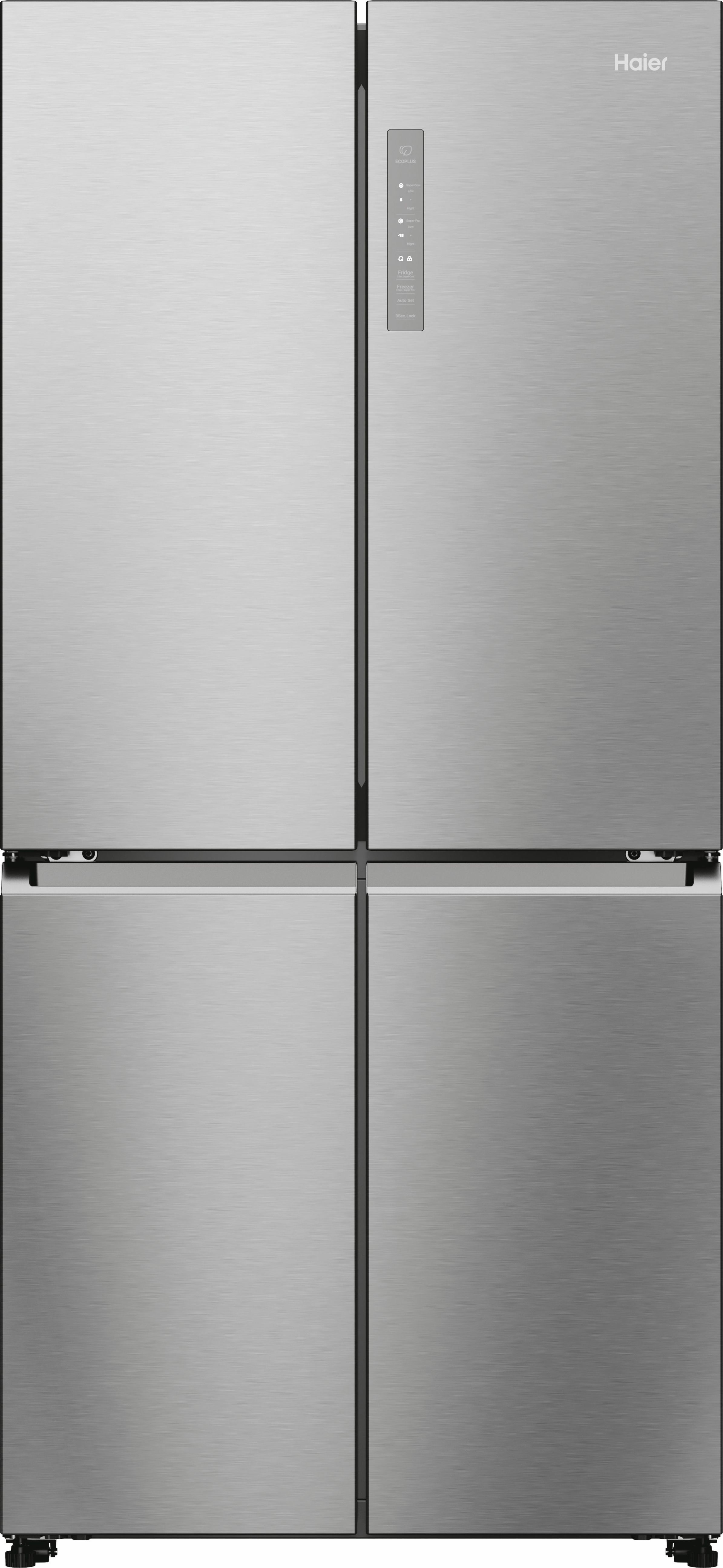 Haier Cube 83 Series 7 HCR7818DNMM Total No Frost American Fridge Freezer - Platinum Silver - D Rated, Silver