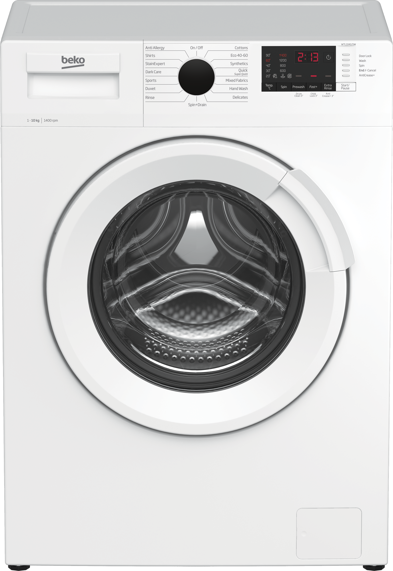 Beko WTL104121W 10kg Washing Machine with 1400 rpm - White - B Rated, White