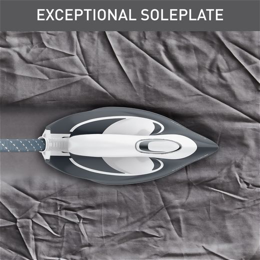 Tefal Express Airglide Pressurised Steam Generator Iron - Grey / White - Annotation - Exceptional sole plate shot