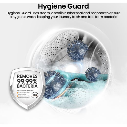 Hisense KitchenFit 3i Series WF3I9043BWFS2 9kg WiFi Connected Washing Machine with 1400 rpm - White - annotation - hygiene guard shot 