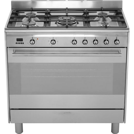 smeg 900mm freestanding cooker with led programmer stainless steel