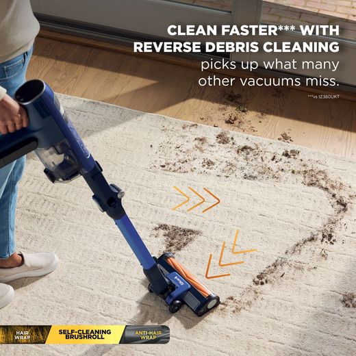 Shark PowerDetect Speed Clean and Empty Pet Pro Cordless Vacuum Cleaner with up to 60 Minutes Run Time - Ultramarine - Annotation - clean faster shot
