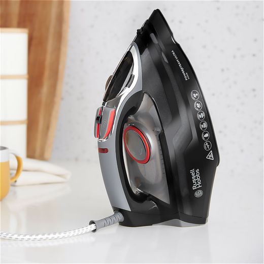 Russell Hobbs Power Steam Ultra 20630 3100 Watt Iron -Black - Kettle on table shot