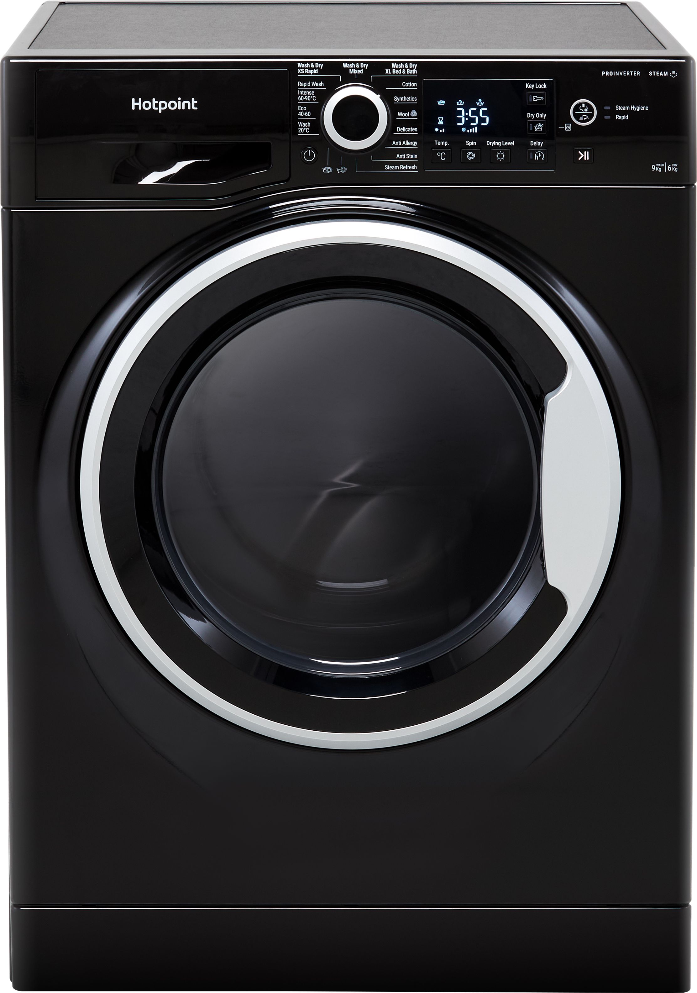 Image of Hotpoint NDB9635BSUK 9Kg/6Kg Washer Dryer with 1400 rpm - Black - D Rated [Wash&Dry], B Rated [Wash Only], Black