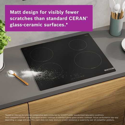 Bosch Series 4 PIE61ABB5E 59cm Induction Hob - - annotation - matt design fewer scratches