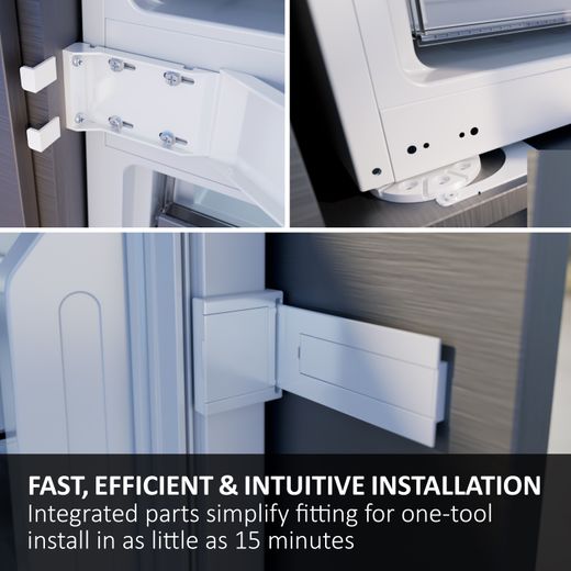 Haier Integrated 70/30 Total No Frost Fridge Freezer with Sliding Door Fixing Kit - White - Annotation - Easy install