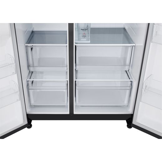 LG NatureFRESH™ American Fridge Freezer - Matte Black - Close up inside shot