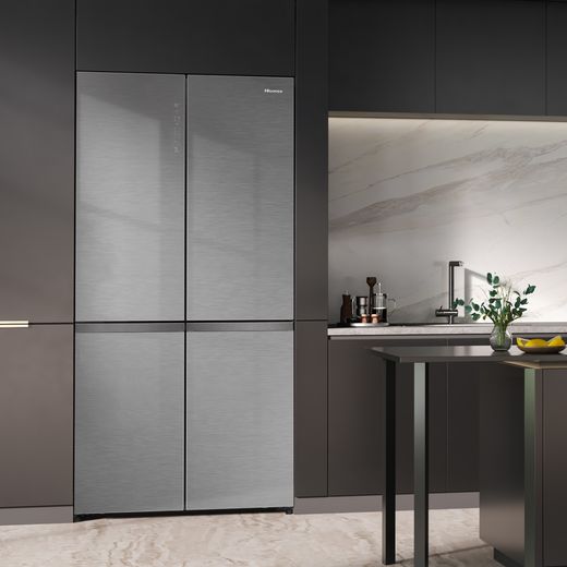 Hisense American Fridge Freezer - Silver Glass - Fridge freezer in kitchen