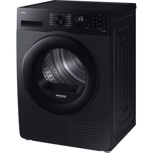 Samsung Series 5 OptimalDry™ DV80CGC0B0AB Wifi Connected 8Kg Heat Pump Tumble Dryer - Black - Left perspective shot