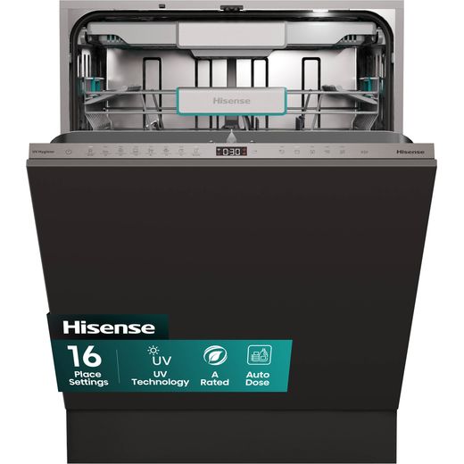 Hisense Integrated Standard Dishwasher - Black - Front with door open shot