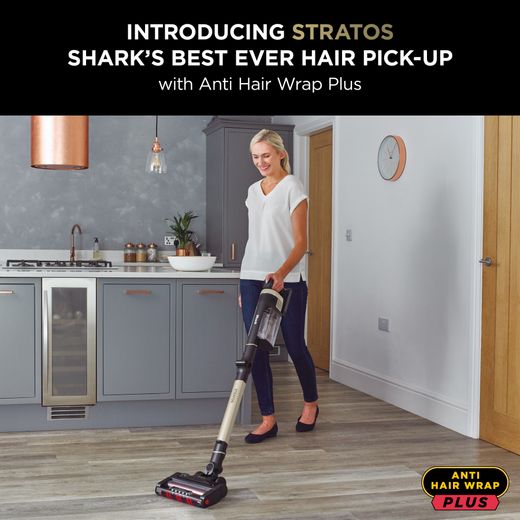 Shark Stratos with Anti-Hair Wrap Plus & Clean Sense IQ IZ400UKT Cordless Vacuum Cleaner with up to 60 Minutes Run Time - Charcoal Grey / Copper - Stratos hair pick up