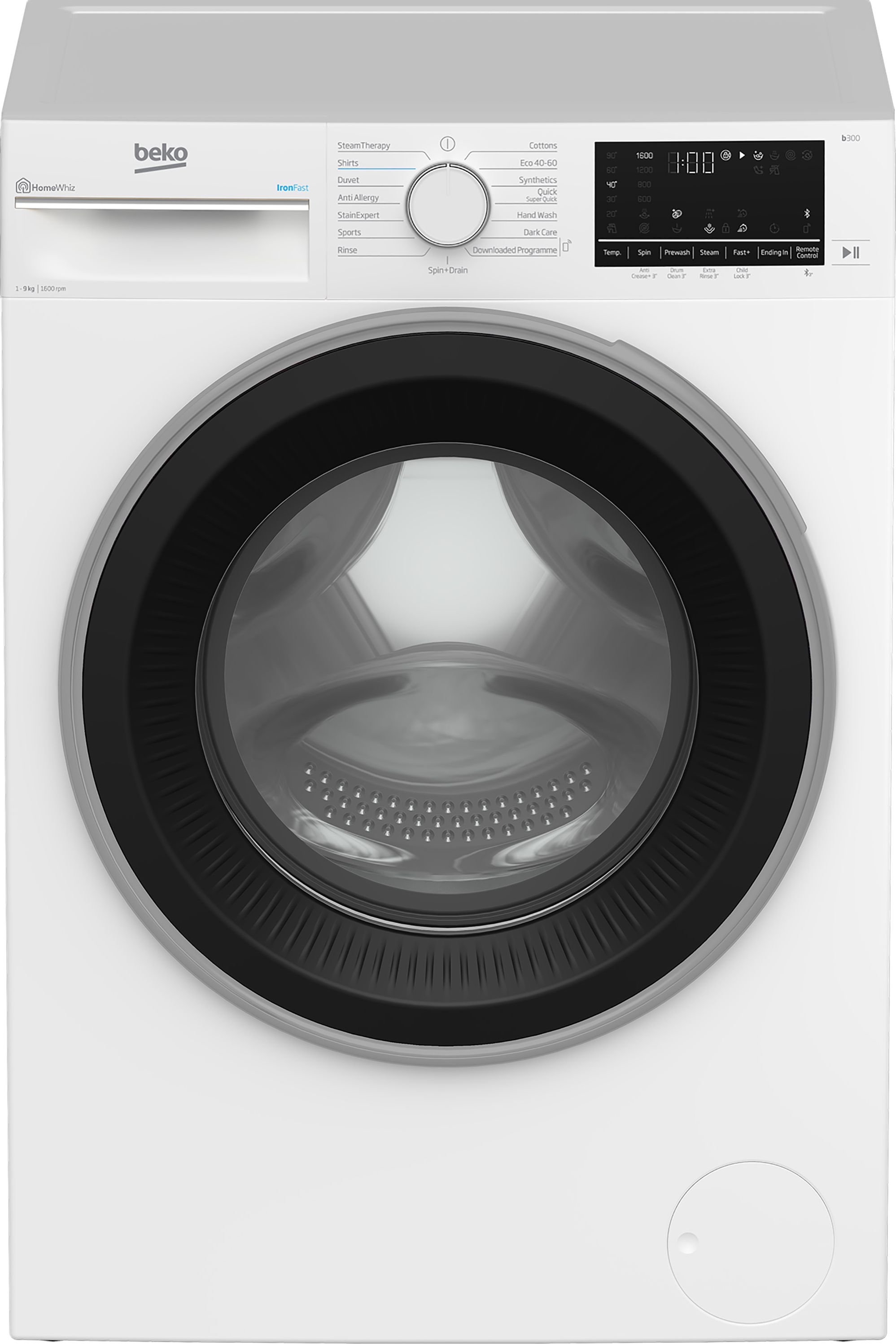 Beko IronFast RecycledTub B3W5961IW 9kg Washing Machine with 1600 rpm - White - A Rated, White