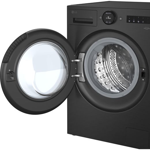 LG Series 7 AI Direct Drive™ F4X7013TBB 13kg WiFi Connected Washing Machine with 1400 rpm - Matte Black - close up drum shot