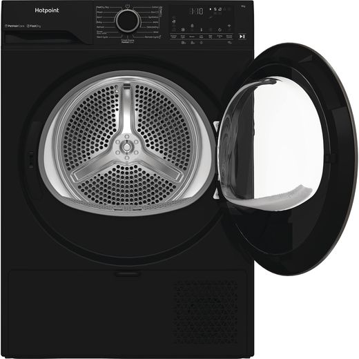 Hotpoint C HD 94M BBS UK Heat Pump Tumble Dryer - Black - Door open