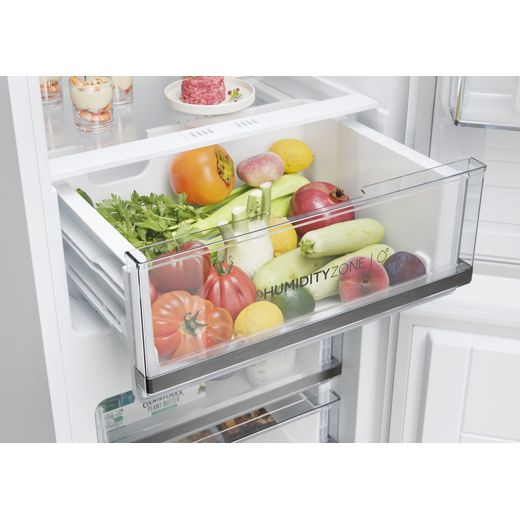 Haier Integrated Frost Free Fridge Freezer with Sliding Door Kit - White - Close up drawer shot