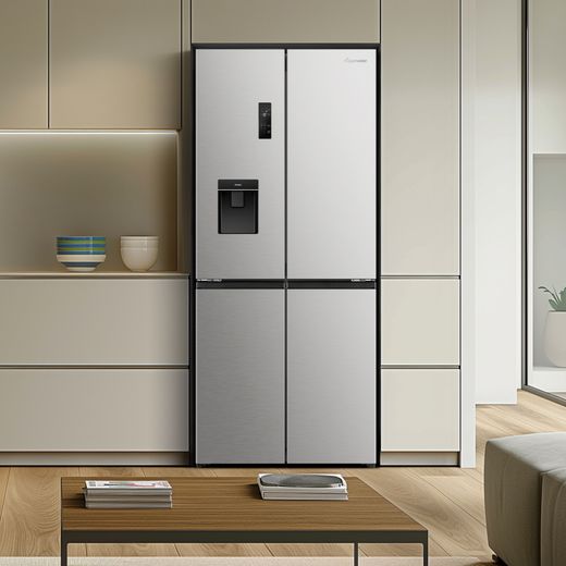 Fridgemaster American Fridge Freezer - Silver - Fridge freezer in kitchen