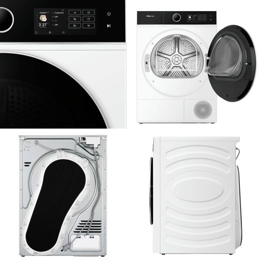 Hisense 5i Series DH5I104BWAB Wifi Connected 10Kg Heat Pump Tumble Dryer - White - Close up details shot