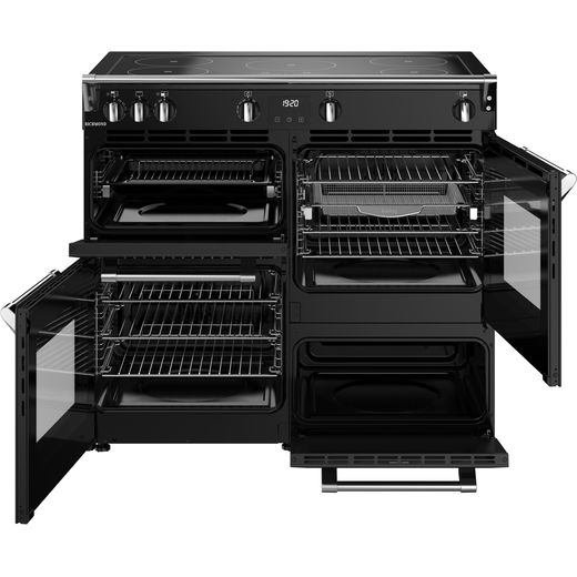 Stoves Richmond 100Ei TCH 100cm Electric Range Cooker with Induction Hob - Black - Front with door open shot