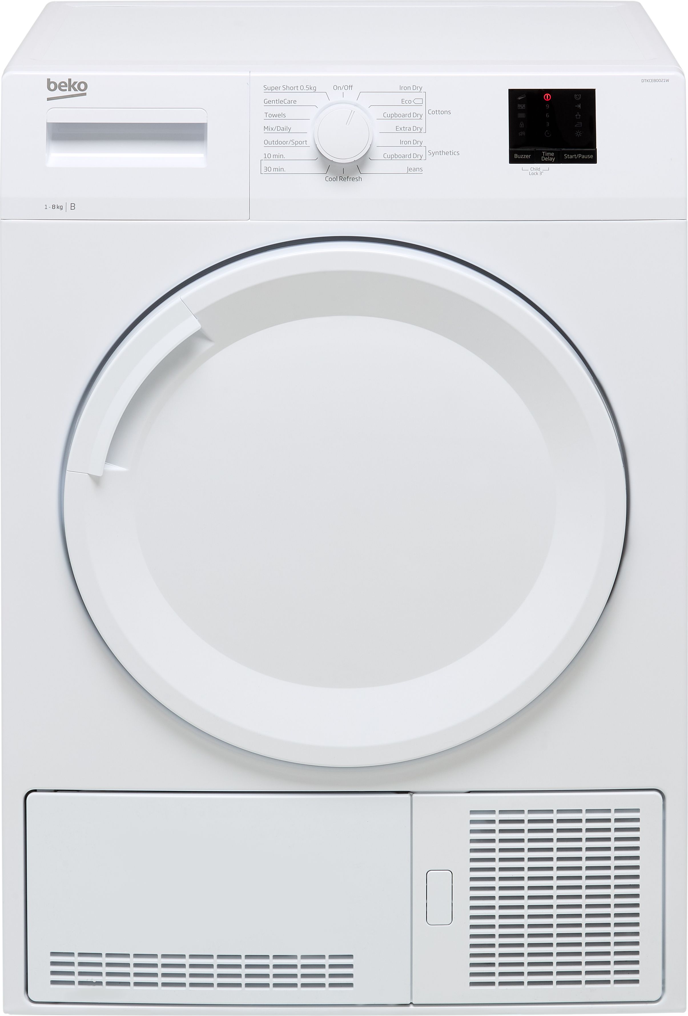 Beko DTKCE80021W 8Kg Condenser Tumble Dryer - White - B Rated, White