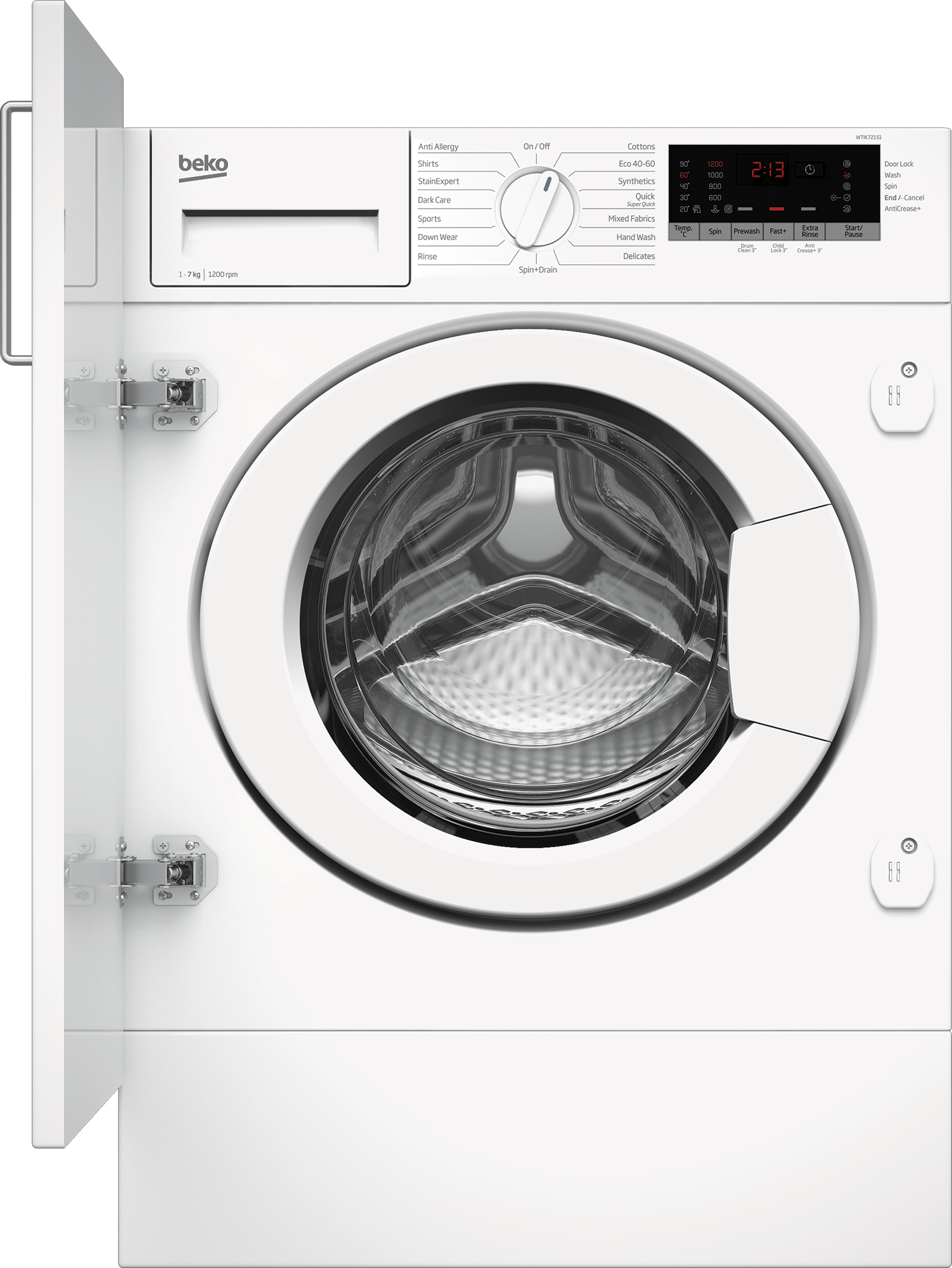 Beko WTIK72151 Integrated 7kg Washing Machine with 1200 rpm - White - C Rated, White