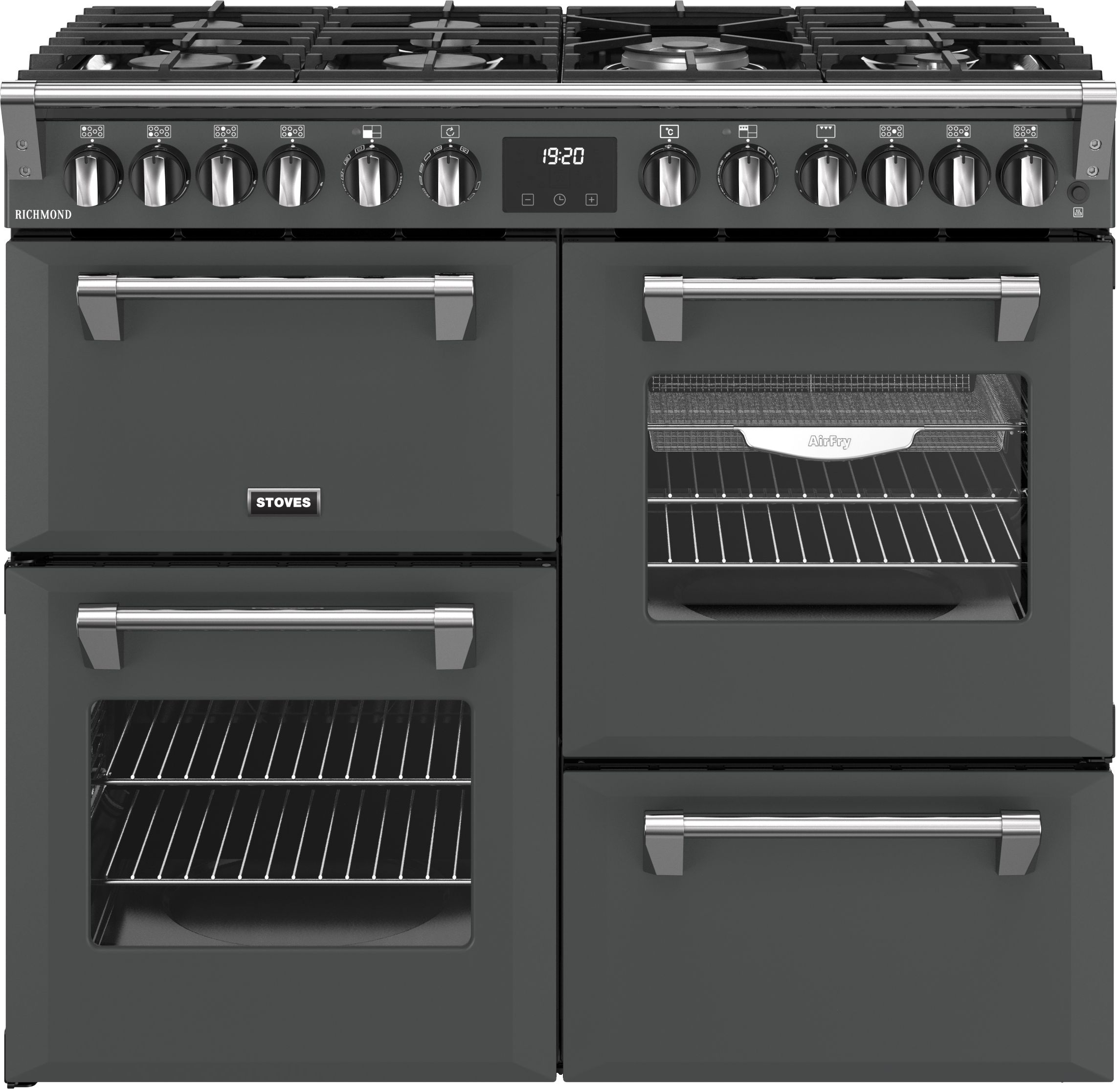 Stoves Dual Fuel Range Cooker - 100cm - 4 Ovens - 7 Burners - Grey