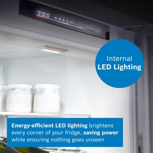 Bosch Series 4 60/40 Frost Free Fridge Freezer - White - Annotation - LED lighting shot