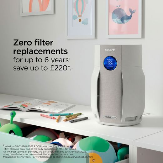 Shark HP162UK Air Purifier - annotation - sero filter replacements for up to 6 years