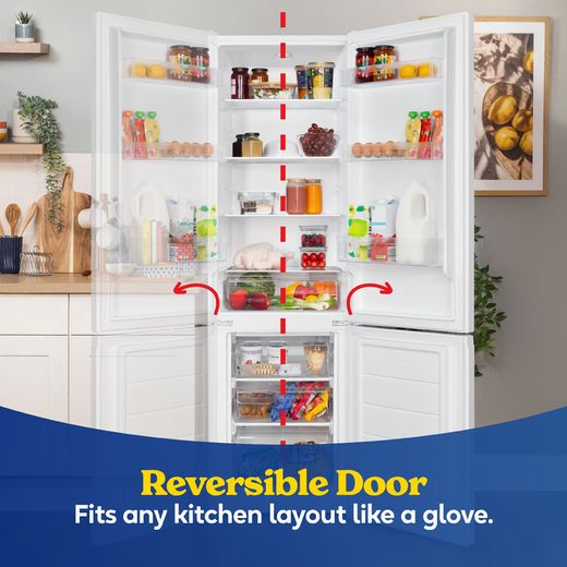 Russell Hobbs RH180FF552E1W 180cm 70/30 Fridge Freezer - White - Annotation - reversible door shot