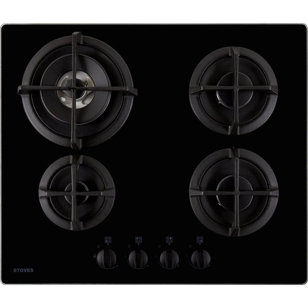 Gas Hob Cooker Kitchen Hob Energy Class A 63cm Built-in 2 Burner Gas-on-Glass With Flame Failure Protection，Easy To Clean Color : A, Size : Liquefied gas 