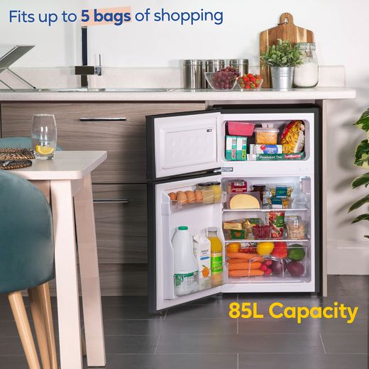 Russell Hobbs RH85UCFF482E1B Under-Counter Fridge Freezer in Black - Annotation - Fits 5 bags of shopping shot
