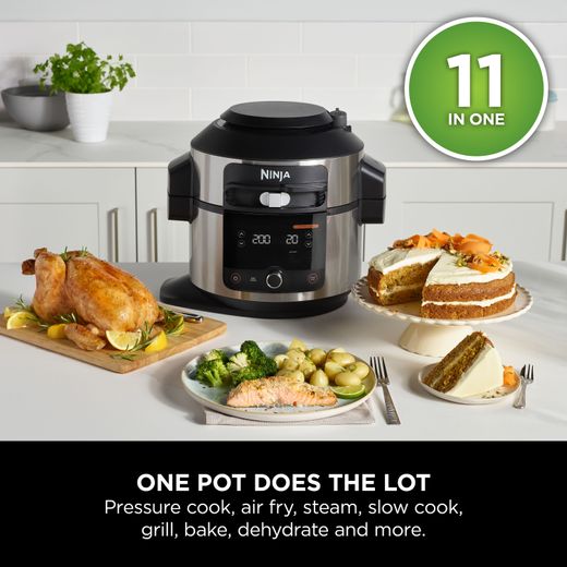 Ninja Foodi 11-in-1 SmartLid OL550UK 6 Litre Multi Cooker With Air Fryer Function - Stainless Steel / Black - Annotation - One pot does the lot