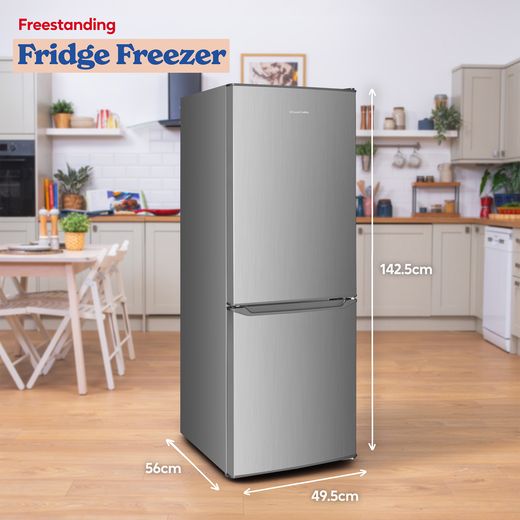 Russell Hobbs RH143FF492E1SS 14cm 70/30 Fridge Freezer - Stainless Steel - Annotation - dimension shot 