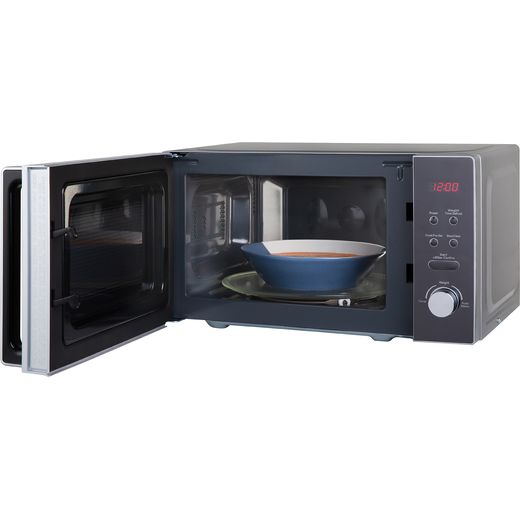 Russell Hobbs RHM2076S 20 Litre 26cm High, Freestanding Small Standard Microwave Oven - Silver - Left perspective with door open shot p 20 L_9