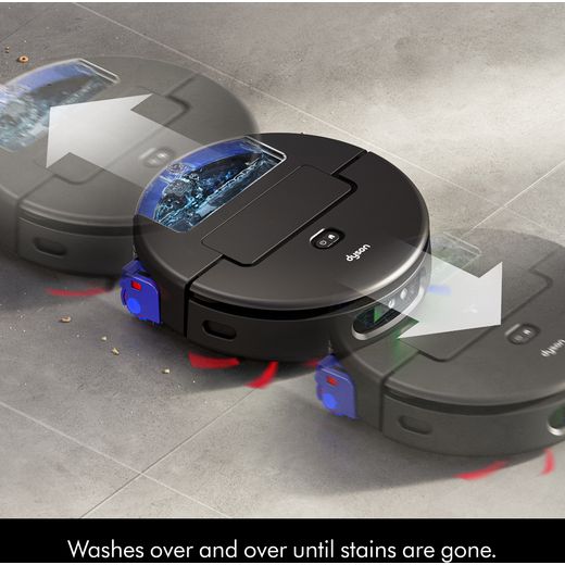 Dyson Spot+Scrub AI Robotic Vacuum Cleaner - Purple / Black - Annotation - Washes until stain is gone
